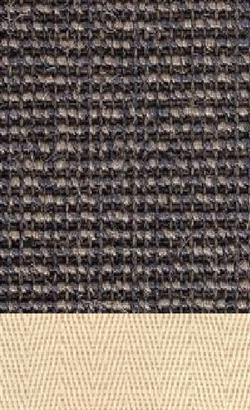 Sisal Salvador dunkelgrau 042 tæppe med kantbånd i natur farve 000
